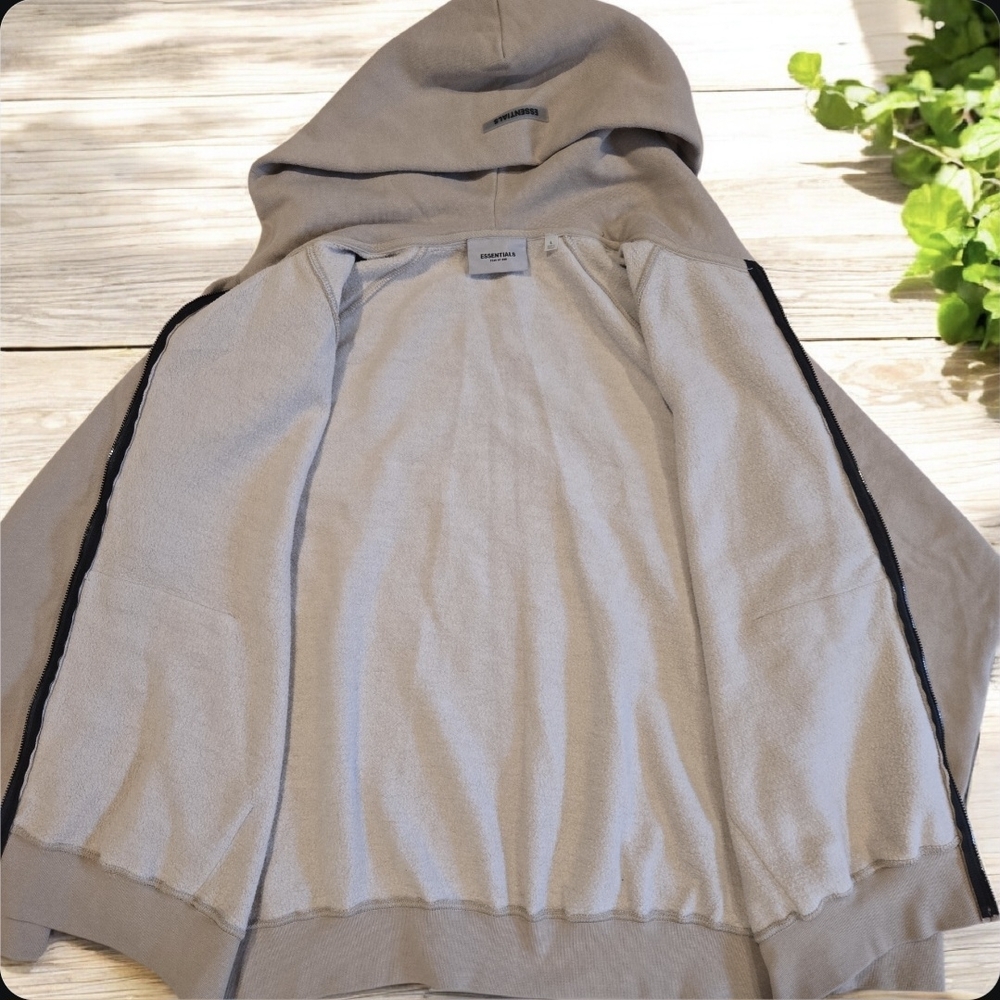Fear Of God Essential Brown Classic Zip-Up Hoodie Size L - Picture 9 of 10